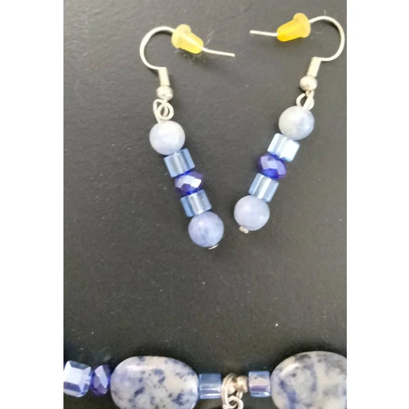 Womens Blue Two-Tone Necklace & Ear rings Set - Picture 7 of 10